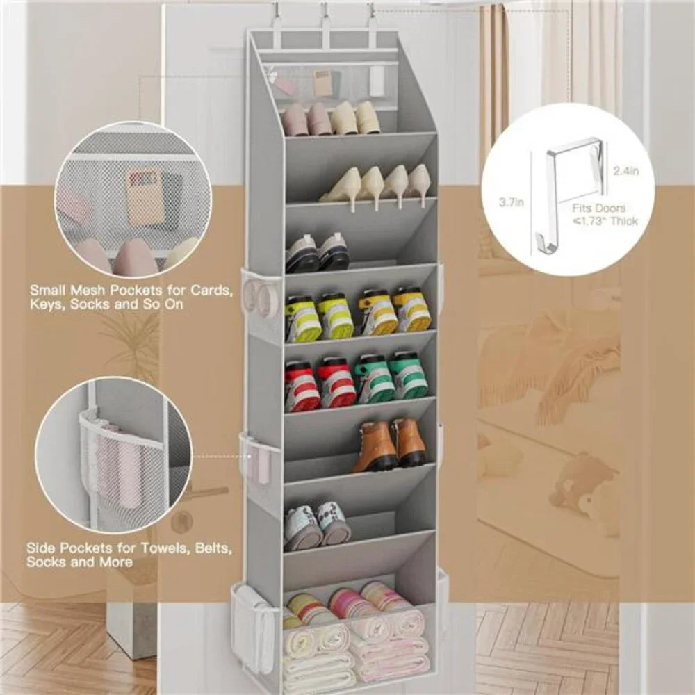 Over Door Shoe Organizer Hanging Closet Storage 16 Pairs Sneakers Sandals Boots